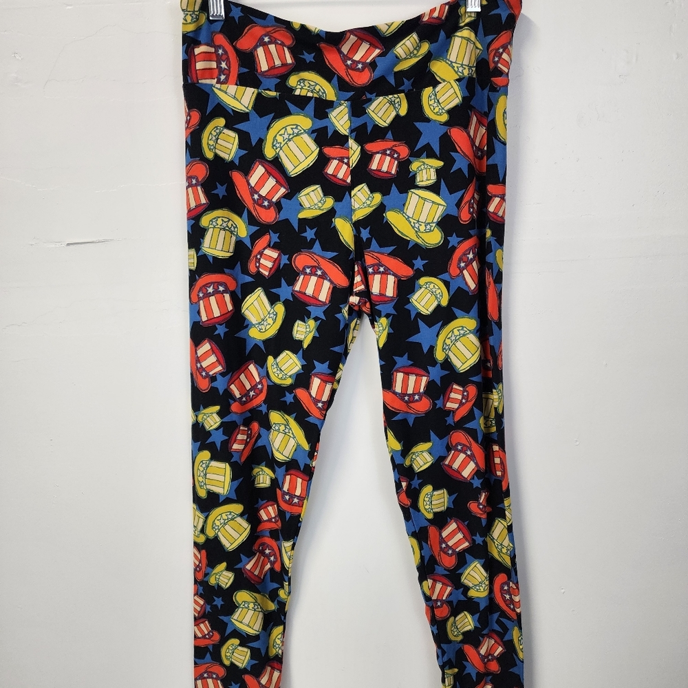LuLaRoe TC Leggings NWOT Tall & Curvy 4th Of July Uncle Sam Hat Stars